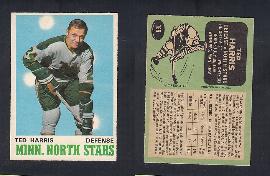 1970-71 O-PEE-CHEE HOCKEY CARD  #166 T. HARRIS photo