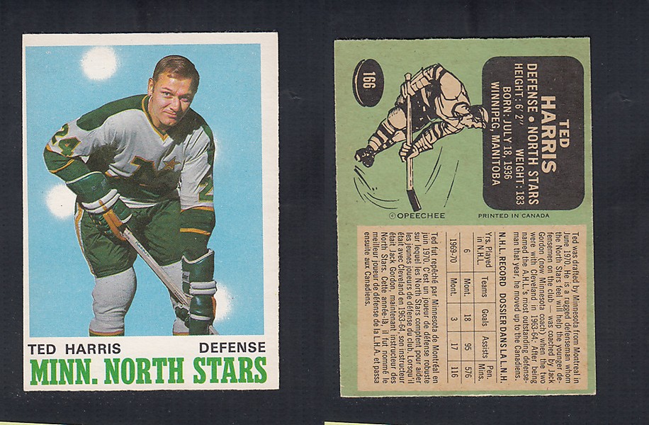 1970-71 O-PEE-CHEE HOCKEY CARD  #166 T. HARRIS photo