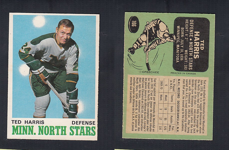 1970-71 O-PEE-CHEE HOCKEY CARD  #166 T. HARRIS photo