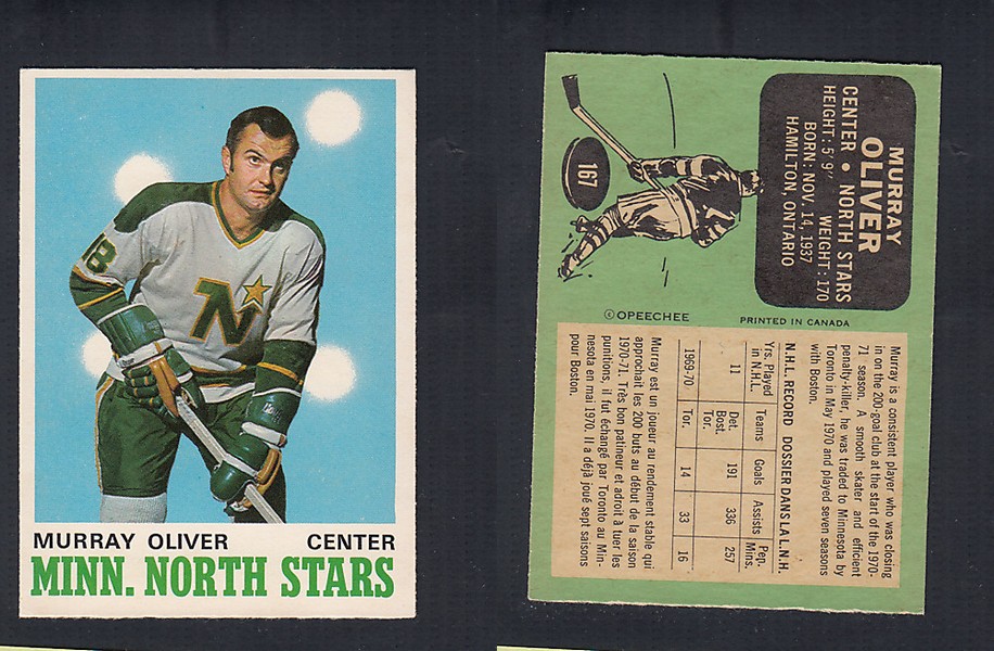 1970-71 O-PEE-CHEE HOCKEY CARD  #167 M. OLIVER photo