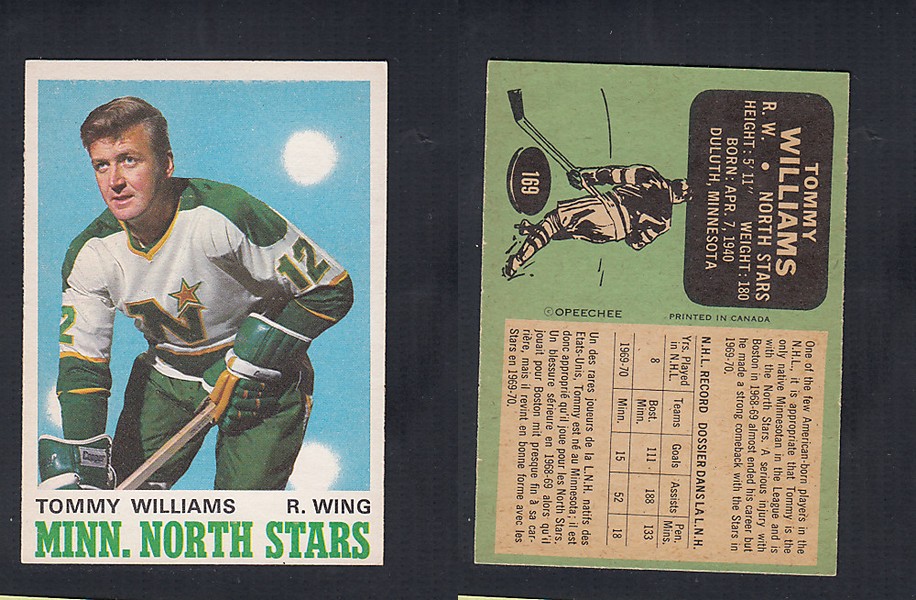 1970-71 O-PEE-CHEE HOCKEY CARD  #169 T. WILLIAMS photo