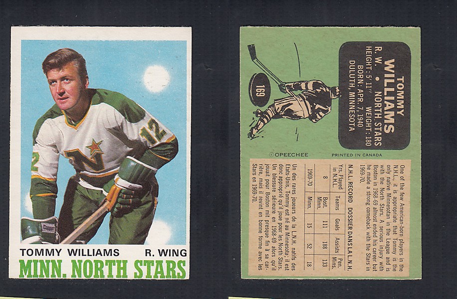 1970-71 O-PEE-CHEE HOCKEY CARD  #169 T. WILLIAMS photo