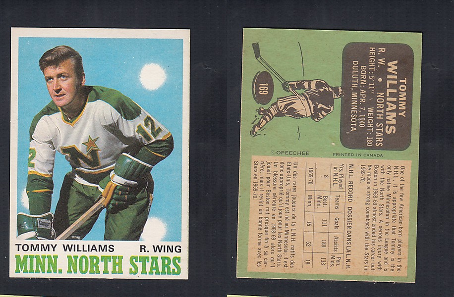 1970-71 O-PEE-CHEE HOCKEY CARD  #169 T. WILLIAMS photo