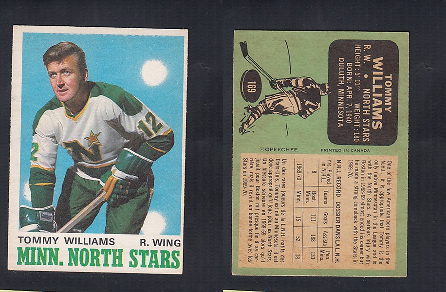 1970-71 O-PEE-CHEE HOCKEY CARD  #169 T. WILLIAMS photo