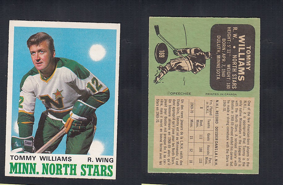 1970-71 O-PEE-CHEE HOCKEY CARD  #169 T. WILLIAMS photo