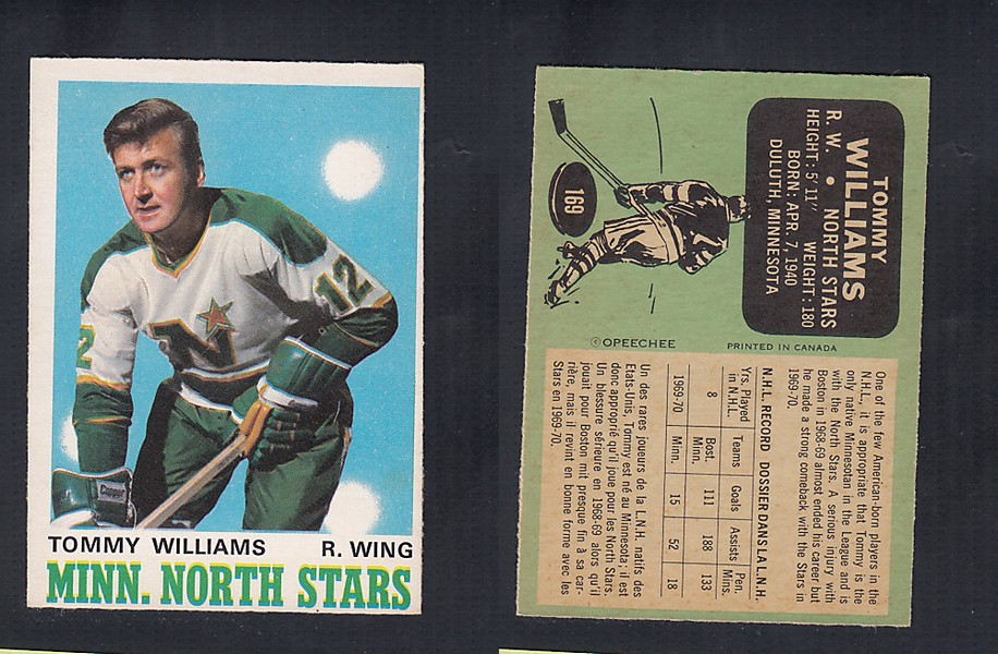 1970-71 O-PEE-CHEE HOCKEY CARD  #169 T. WILLIAMS photo