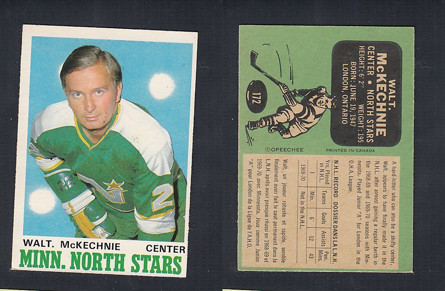 1970-71 O-PEE-CHEE HOCKEY CARD  #172 W. McKECHNIE photo