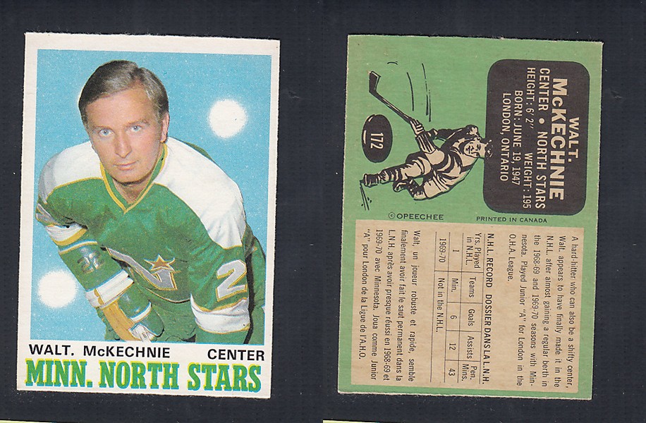 1970-71 O-PEE-CHEE HOCKEY CARD  #172 W. McKECHNIE photo