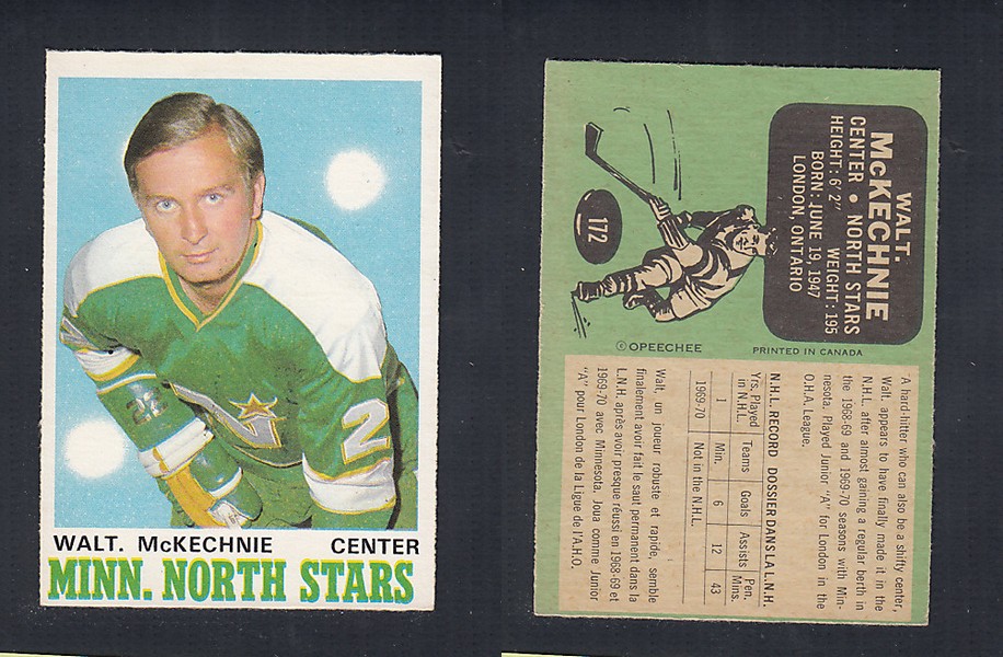 1970-71 O-PEE-CHEE HOCKEY CARD  #172 W. McKECHNIE photo