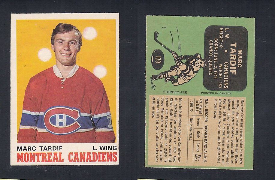 1970-71 O-PEE-CHEE HOCKEY CARD  #179 M. TARDIF photo