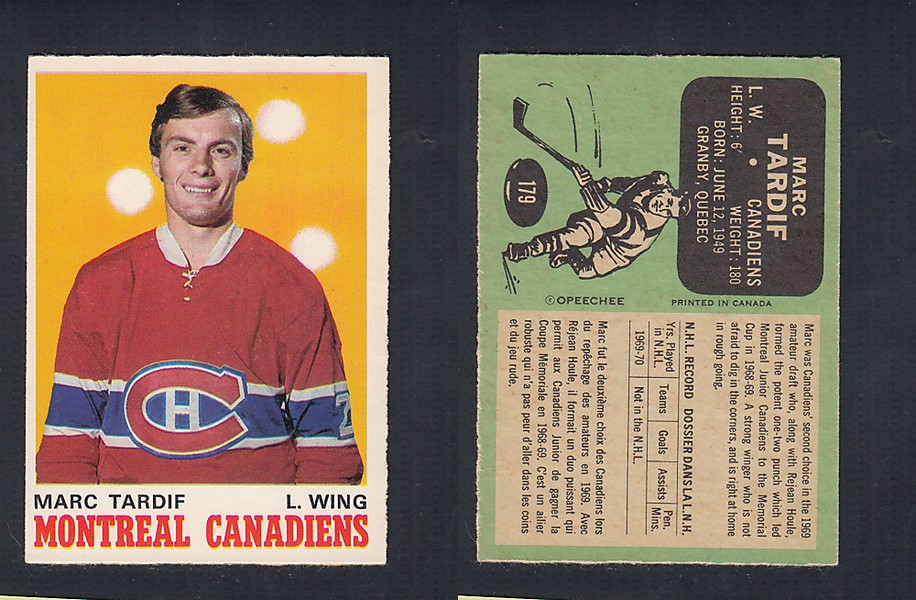 1970-71 O-PEE-CHEE HOCKEY CARD  #179 M. TARDIF photo