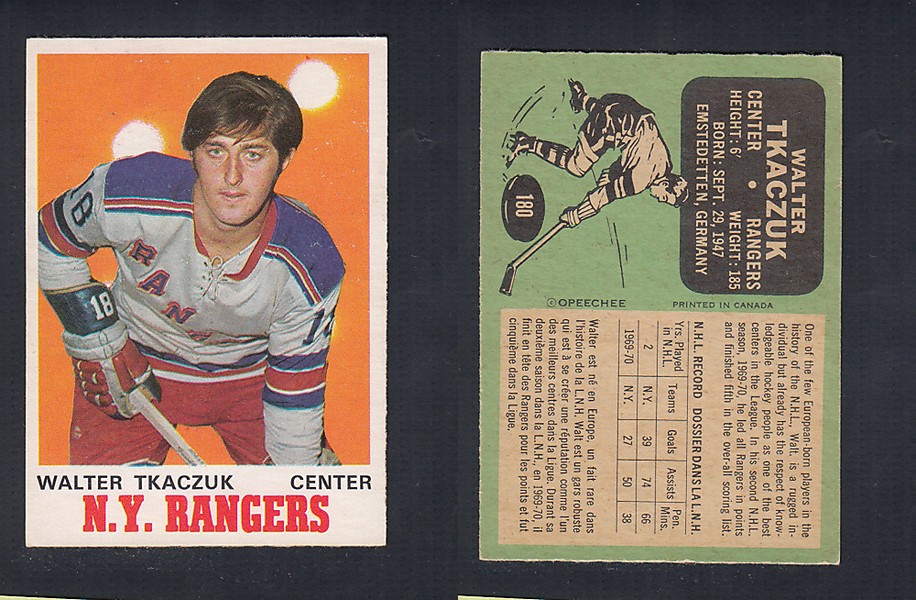 1970-71 O-PEE-CHEE HOCKEY CARD  #180 W. TKACZUK photo