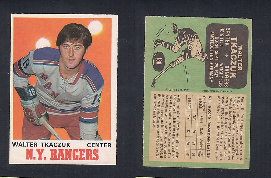 1970-71 O-PEE-CHEE HOCKEY CARD  #180 W. TKACZUK photo