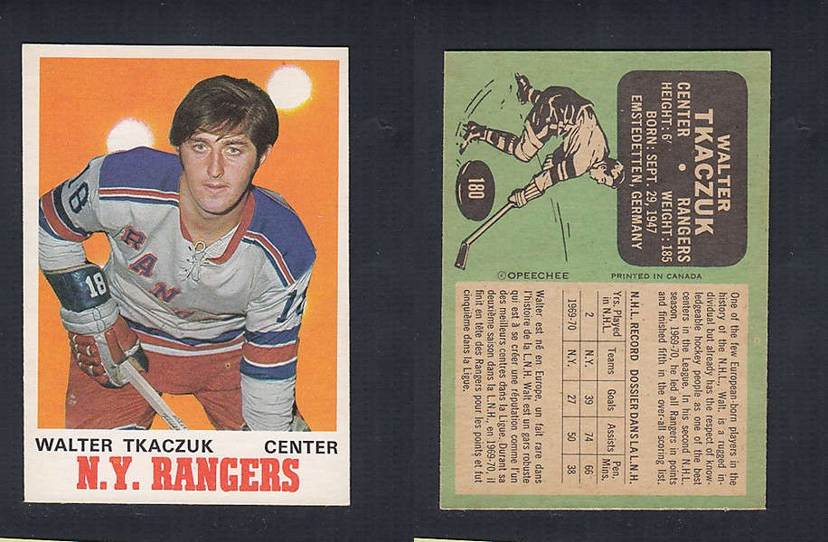 1970-71 O-PEE-CHEE HOCKEY CARD  #180 W. TKACZUK photo