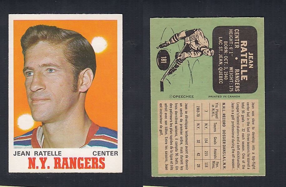 1970-71 O-PEE-CHEE HOCKEY CARD  #181 J. RATELLE photo