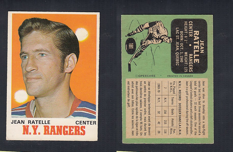 1970-71 O-PEE-CHEE HOCKEY CARD  #181 J. RATELLE photo