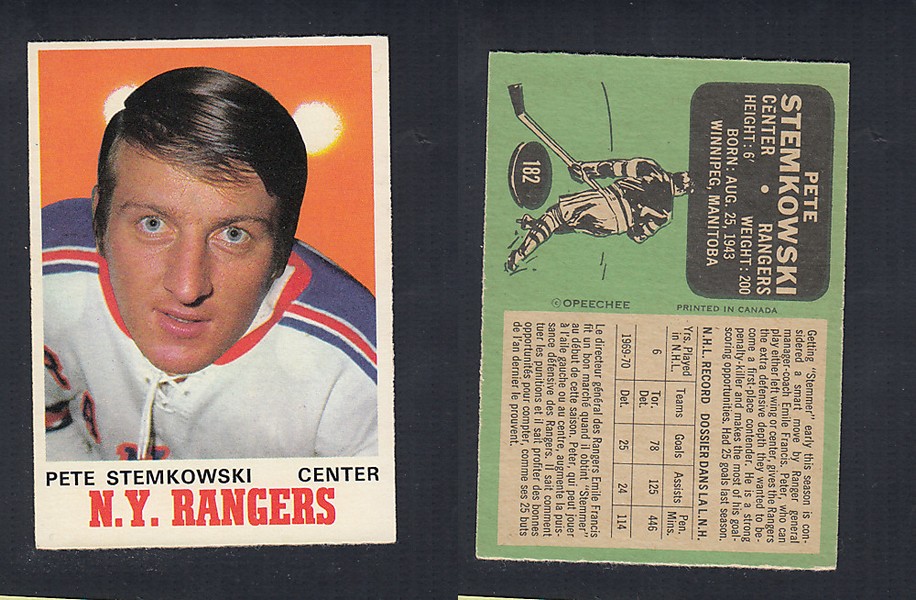 1970-71 O-PEE-CHEE HOCKEY CARD  #182 P. STEMKOWSKI photo