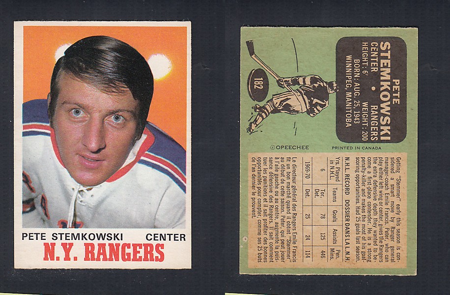 1970-71 O-PEE-CHEE HOCKEY CARD  #182 P. STEMKOWSKI photo