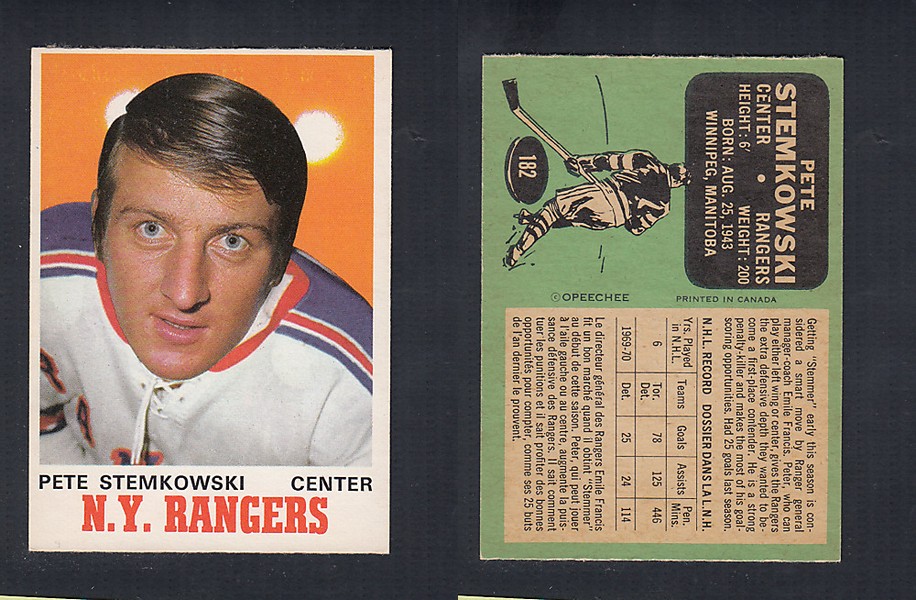 1970-71 O-PEE-CHEE HOCKEY CARD  #182 P. STEMKOWSKI photo