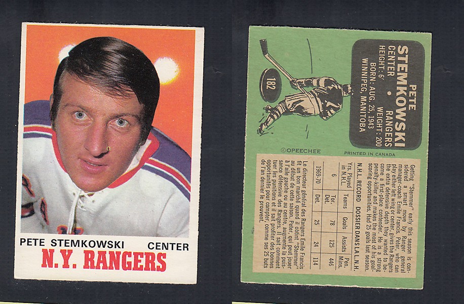 1970-71 O-PEE-CHEE HOCKEY CARD  #182 P. STEMKOWSKI photo