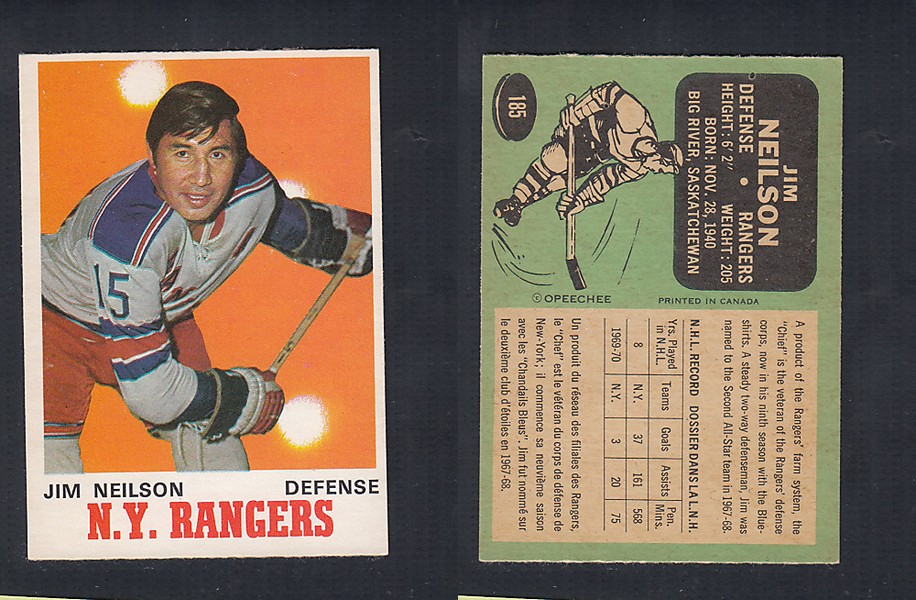 1970-71 O-PEE-CHEE HOCKEY CARD  #185 J. NEILSON photo