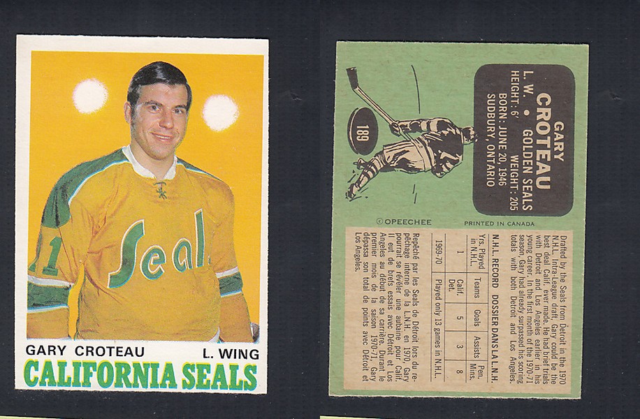 1970-71 O-PEE-CHEE HOCKEY CARD  #189 G. CROTEAU photo