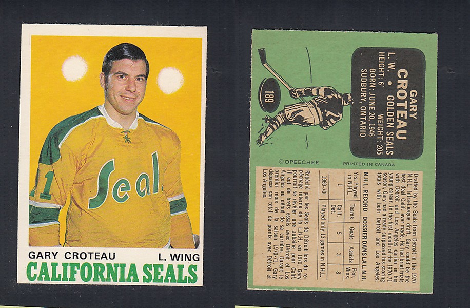 1970-71 O-PEE-CHEE HOCKEY CARD  #189 G. CROTEAU photo