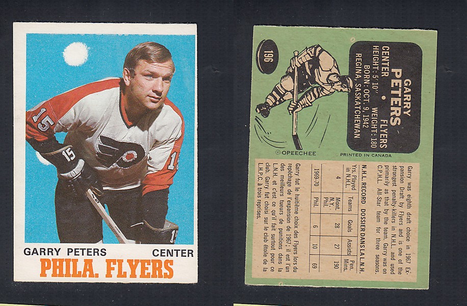 1970-71 O-PEE-CHEE HOCKEY CARD  #196 G. PETERS photo