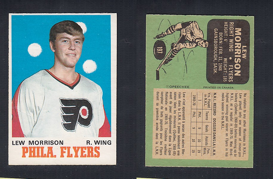 1970-71 O-PEE-CHEE HOCKEY CARD  #197 L. MORRISON photo