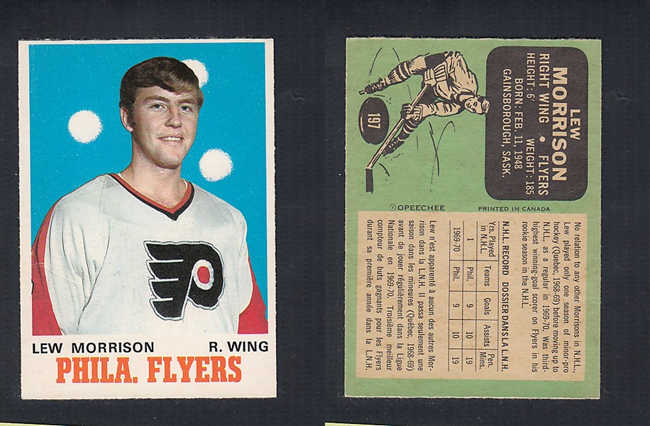 1970-71 O-PEE-CHEE HOCKEY CARD  #197 L. MORRISON photo