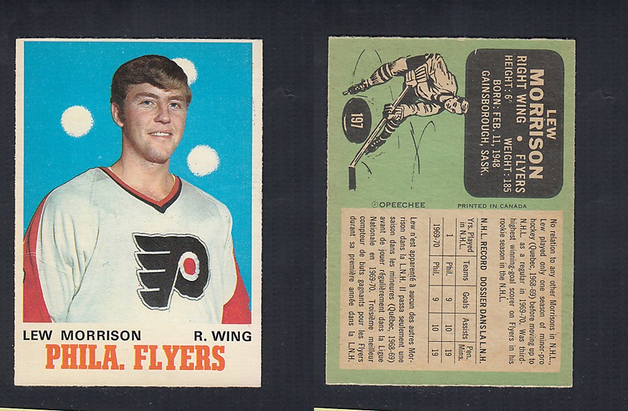 1970-71 O-PEE-CHEE HOCKEY CARD  #197 L. MORRISON photo