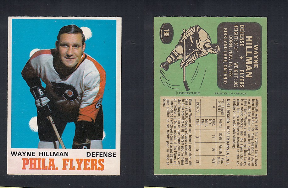 1970-71 O-PEE-CHEE HOCKEY CARD  #198 W. HILLMAN photo