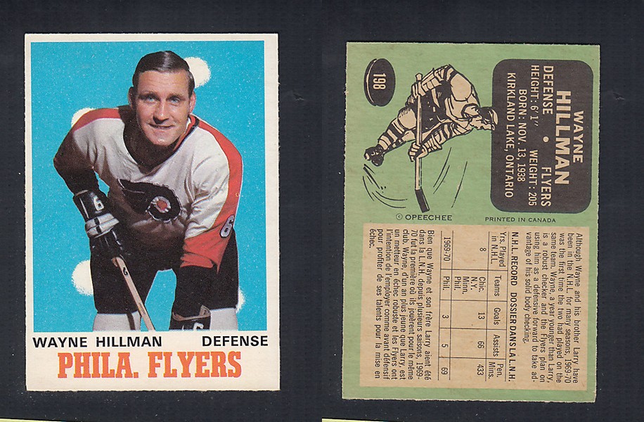 1970-71 O-PEE-CHEE HOCKEY CARD  #198 W. HILLMAN photo