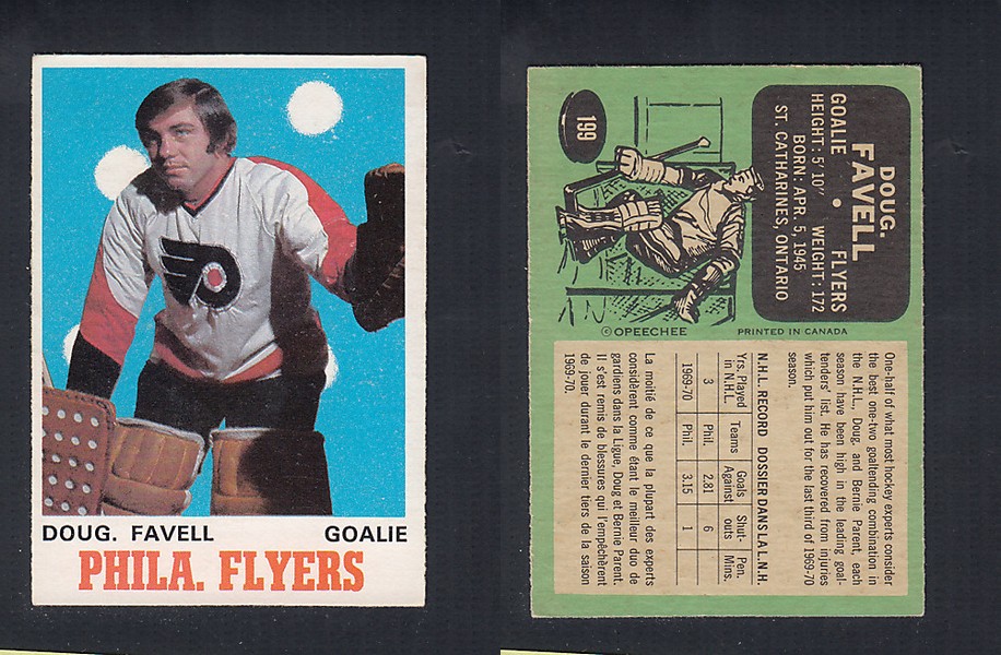 1970-71 O-PEE-CHEE HOCKEY CARD  #199 D. FAVELL photo