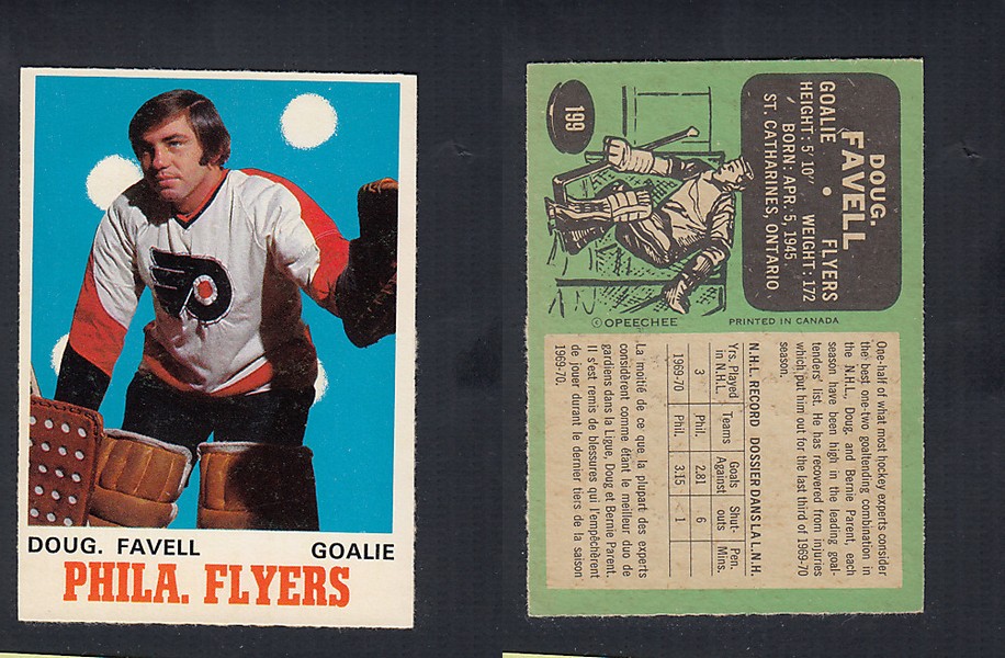 1970-71 O-PEE-CHEE HOCKEY CARD  #199 D. FAVELL photo