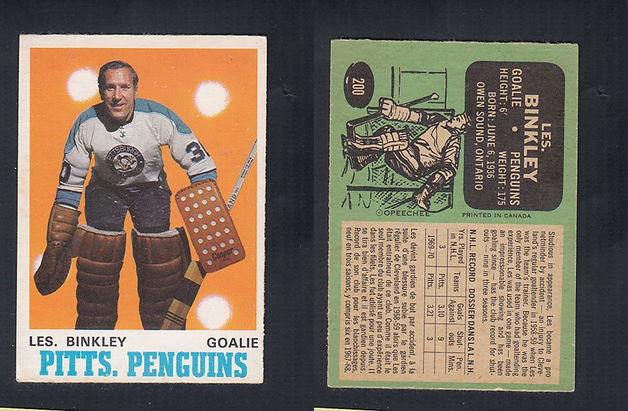 1970-71 O-PEE-CHEE HOCKEY CARD  #200 L. BINKLEY photo