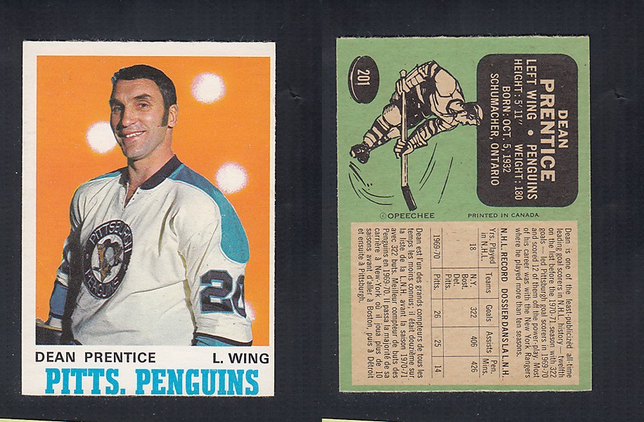 1970-71 O-PEE-CHEE HOCKEY CARD  #201 D. PRENTICE photo