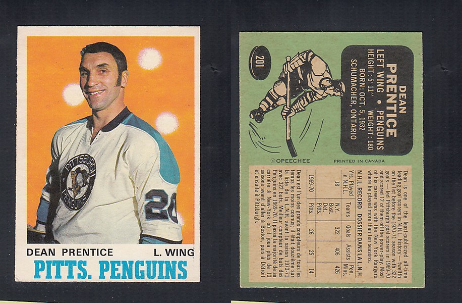 1970-71 O-PEE-CHEE HOCKEY CARD  #201 D. PRENTICE photo