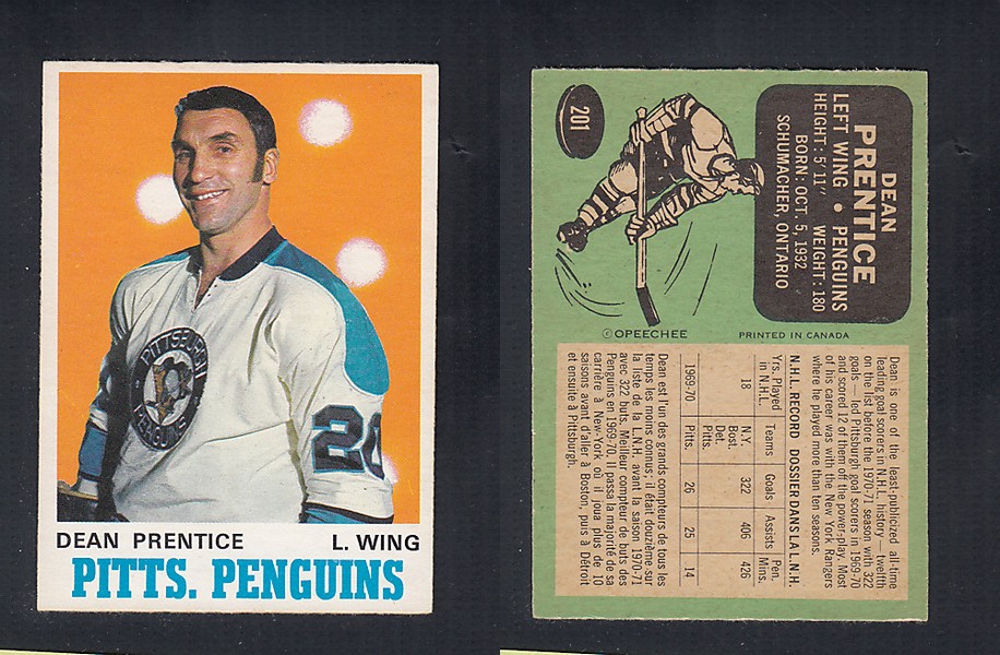 1970-71 O-PEE-CHEE HOCKEY CARD  #201 D. PRENTICE photo