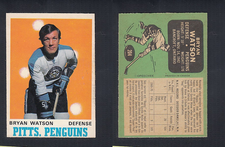 1970-71 O-PEE-CHEE HOCKEY CARD  #204 B. WATSON photo