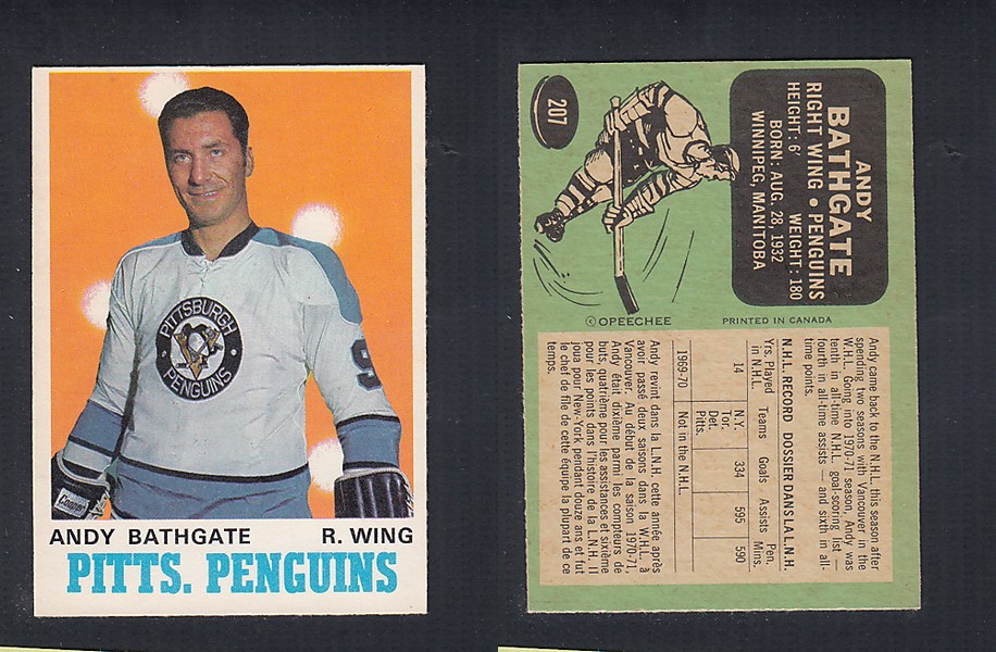 1970-71 O-PEE-CHEE HOCKEY CARD  #207 A. BATHGATE photo