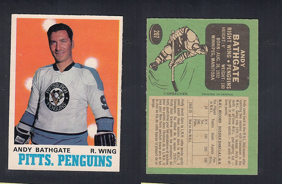 1970-71 O-PEE-CHEE HOCKEY CARD  #207 A. BATHGATE photo