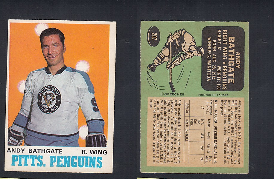 1970-71 O-PEE-CHEE HOCKEY CARD  #207 A. BATHGATE photo