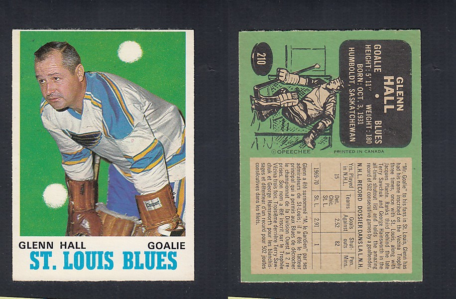 1970-71 O-PEE-CHEE HOCKEY CARD  #210 G. HALL photo