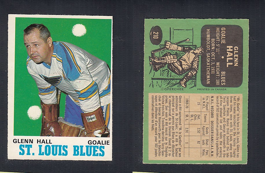 1970-71 O-PEE-CHEE HOCKEY CARD  #210 G. HALL photo