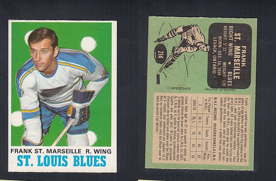 1970-71 O-PEE-CHEE HOCKEY CARD  #214 F. ST. MARSILLE photo