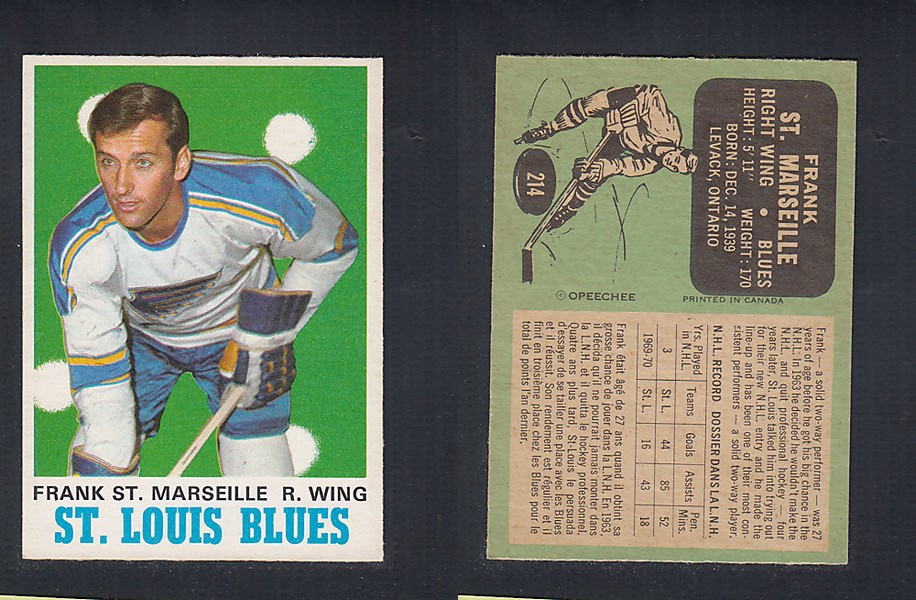 1970-71 O-PEE-CHEE HOCKEY CARD  #214 F. ST. MARSILLE photo