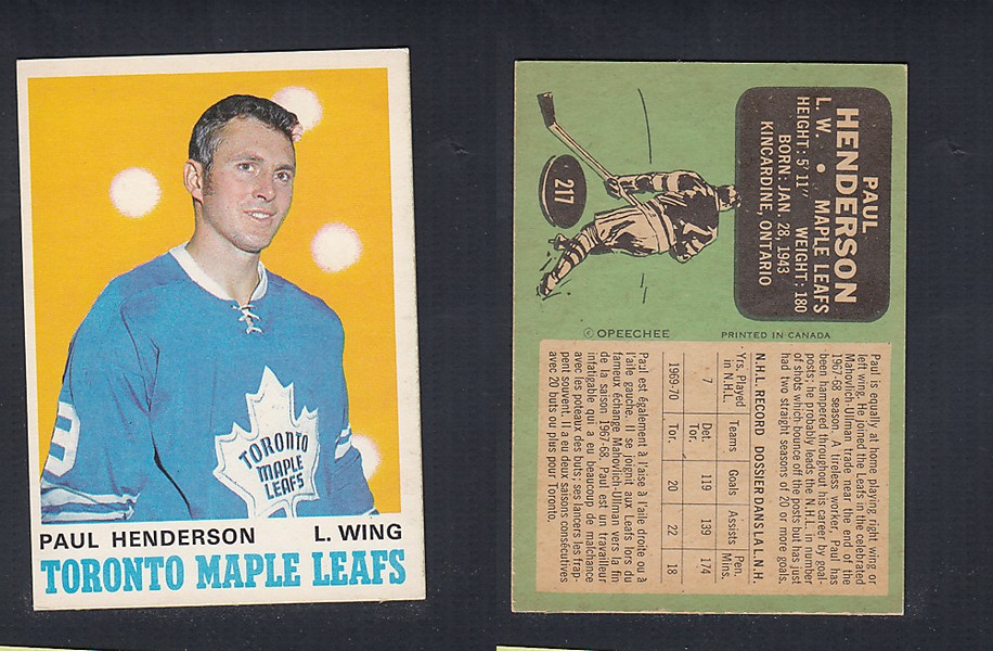 1970-71 O-PEE-CHEE HOCKEY CARD  #217 P. HENDERSON photo