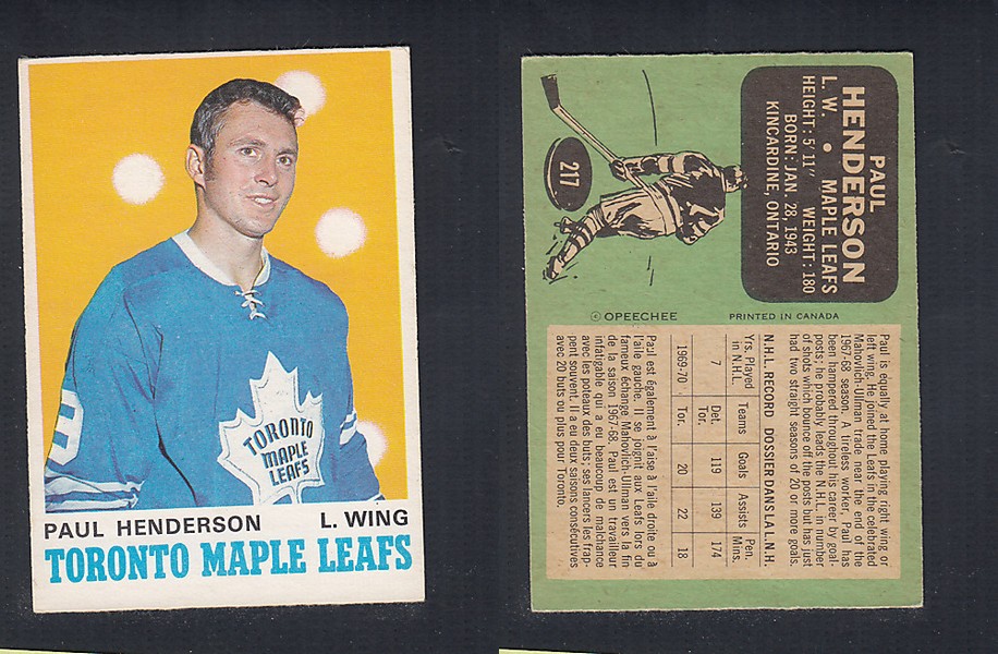 1970-71 O-PEE-CHEE HOCKEY CARD  #217 P. HENDERSON photo