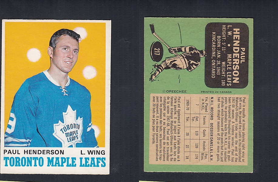 1970-71 O-PEE-CHEE HOCKEY CARD  #217 P. HENDERSON photo